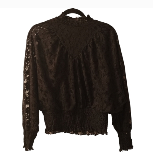 NWT Hayden LA Black Lace Sheer Lace High Collar Long Sleeves Size Small - Picture 8 of 8